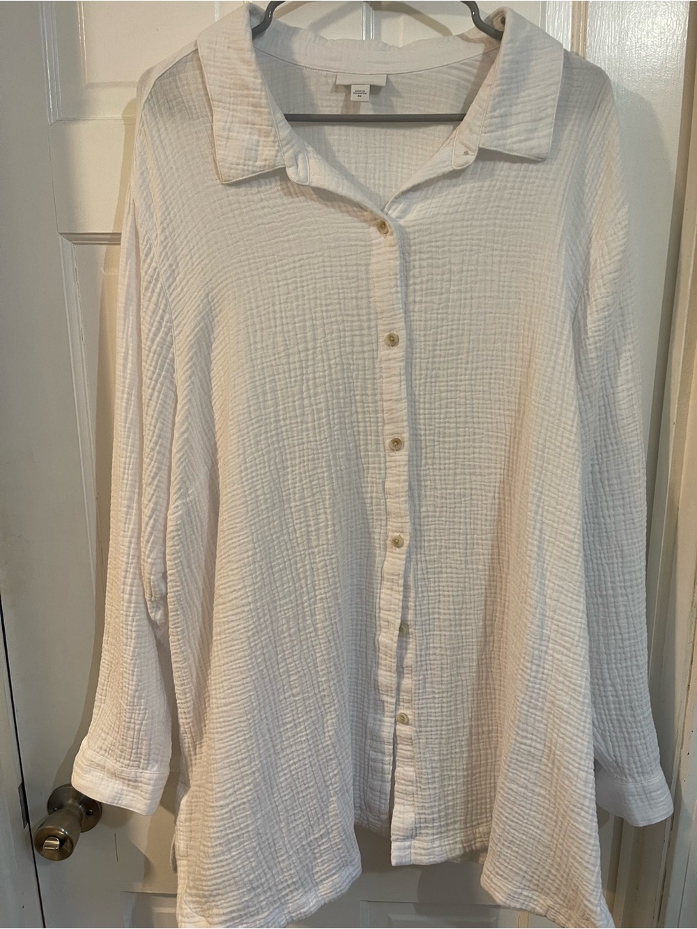 J Jill White Button-Front Gauze Shirt